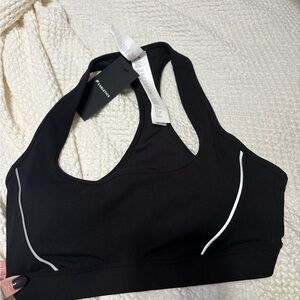 Fabletics Black Sports Bra with White Accents